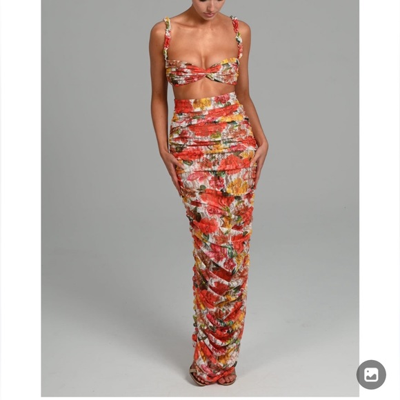 Doll House Fashion - Florella Bralette and Maxi Skirt in Bouquet